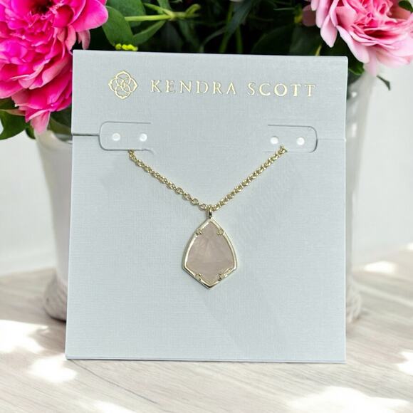 NWT! Kendra Scott Cory Gold Pendant Necklace in Pink Quartz - Picture 1 of 6